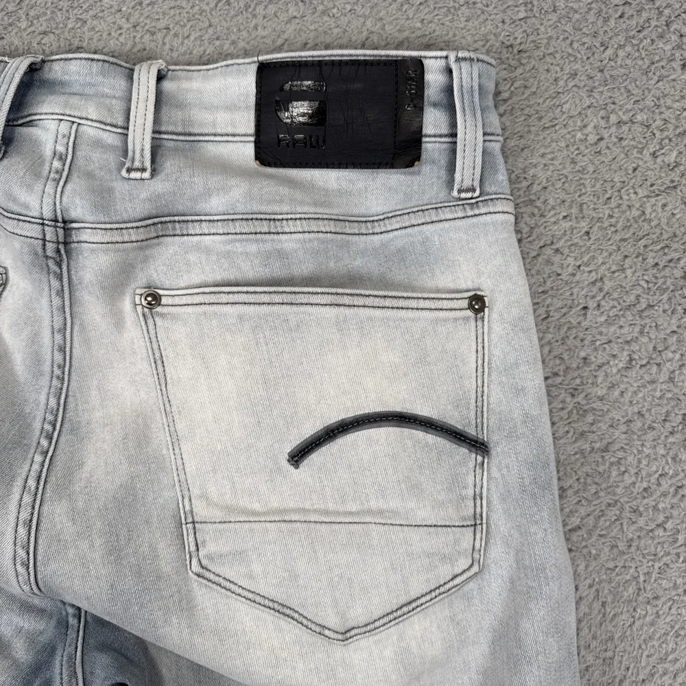 G-Star Raw‎ Revend Skinny Jeans Mens 33x32 (33x31) Blue Light Wash Bleach Grunge
